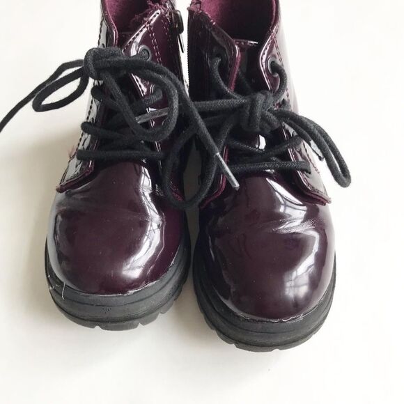 ZARA plum patent combat boots VGUC size 22(6.5) - Picture 4 of 6